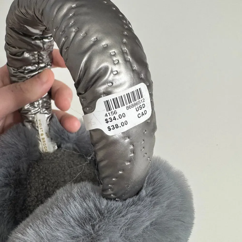 NWT ANTHROPOLOGIE Violet & Brooks Nylon Sport Earmuffs Gray Metallic One Size